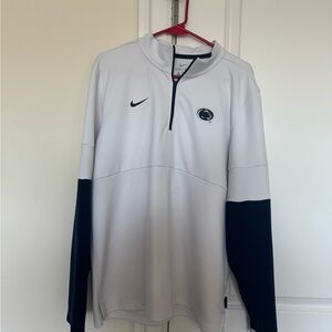Nike Penn State White and Navy Blue Long Sleeve Quarter Zip - Large